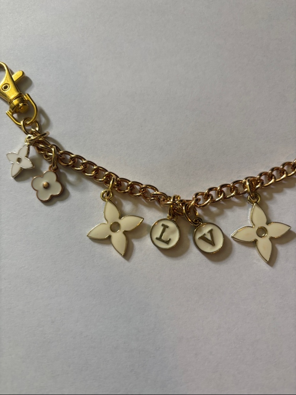 Gold-Tone Floral Purse Charm Chain Bracelet Clip-On - Picture 2 of 3